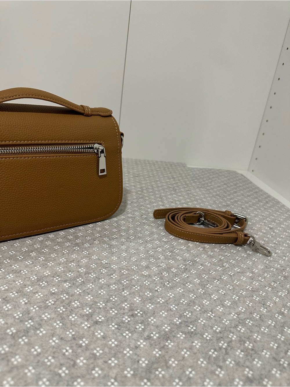 Tan Leather Crossbody Bag with Removable Strap